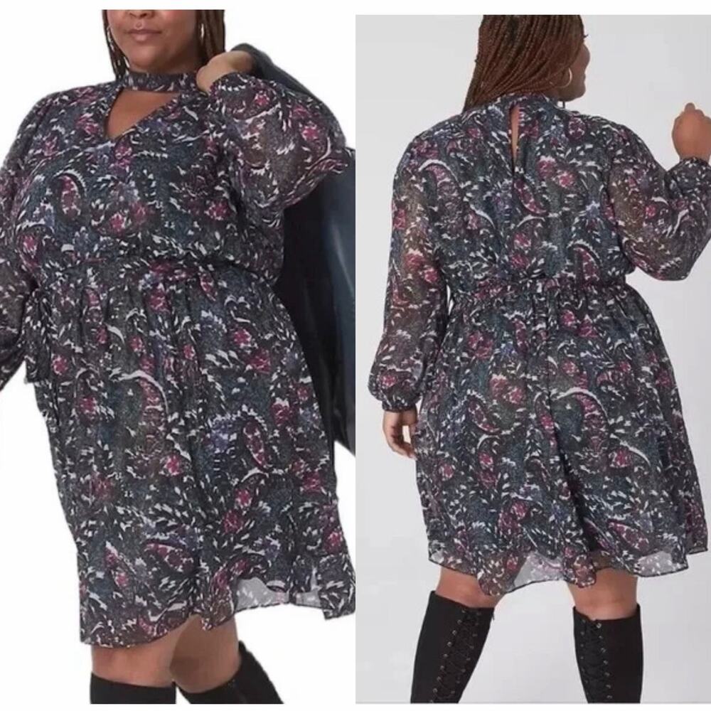 NWT Lane Bryant 20 2X Cutout Mock Neck Fit & Flare Dress